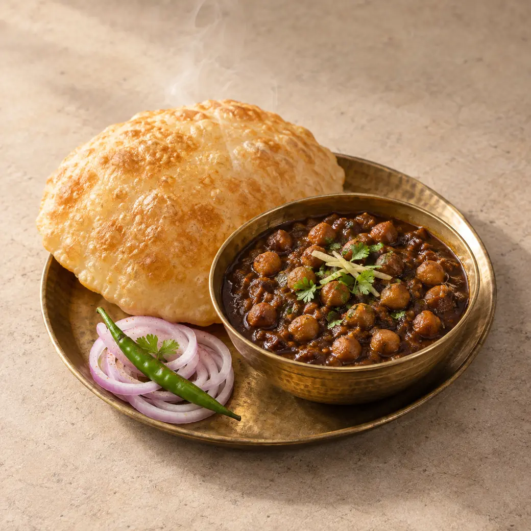 Chole bhature, cooked with Chole Masala